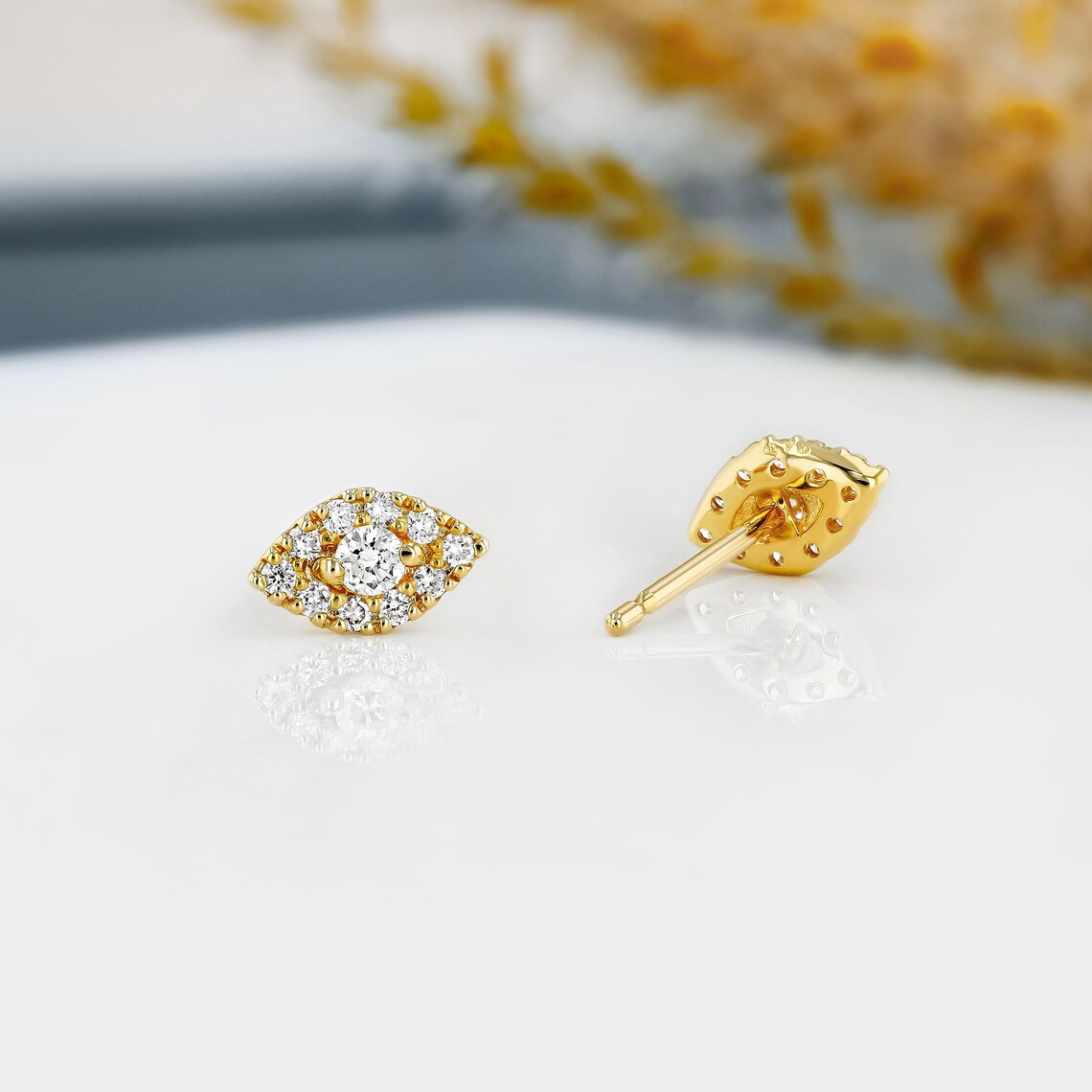 0.20 TCW Round Moissanite Diamond Evil Eye Stud Earrings - farrellouise