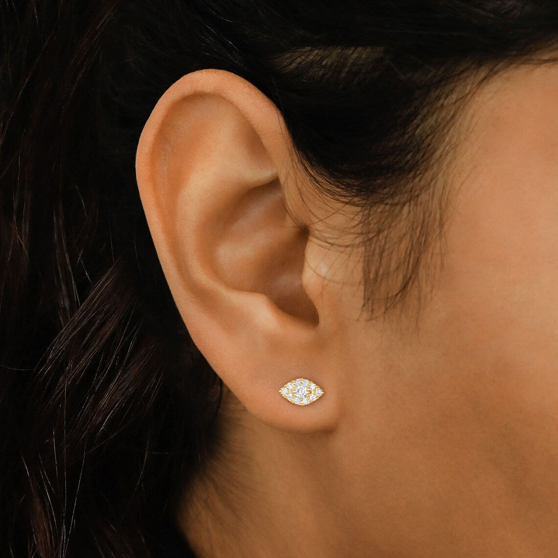 0.20 TCW Round Moissanite Diamond Evil Eye Stud Earrings - farrellouise