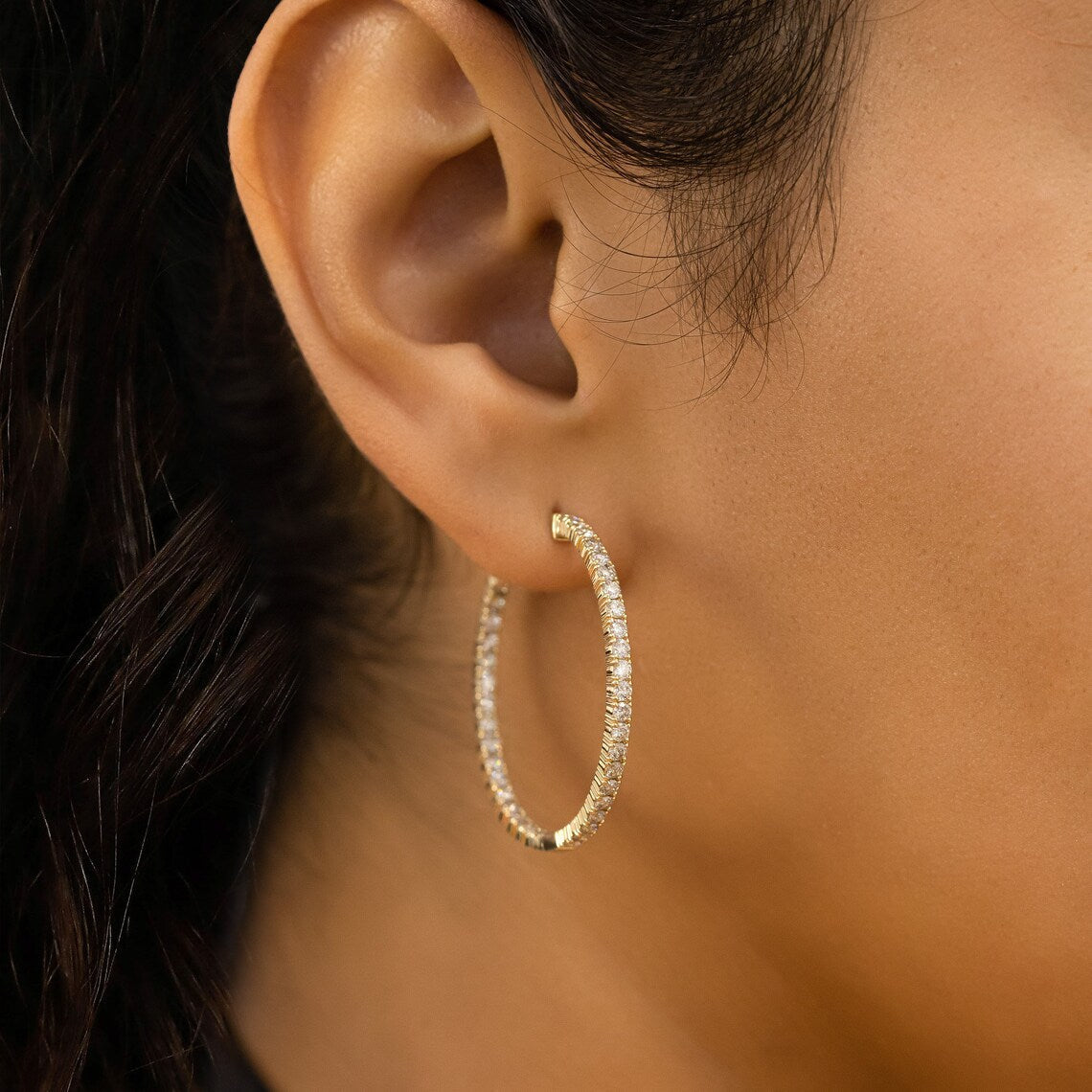 2.66 TCW Round Moissanite Diamond Hoop Earrings - farrellouise
