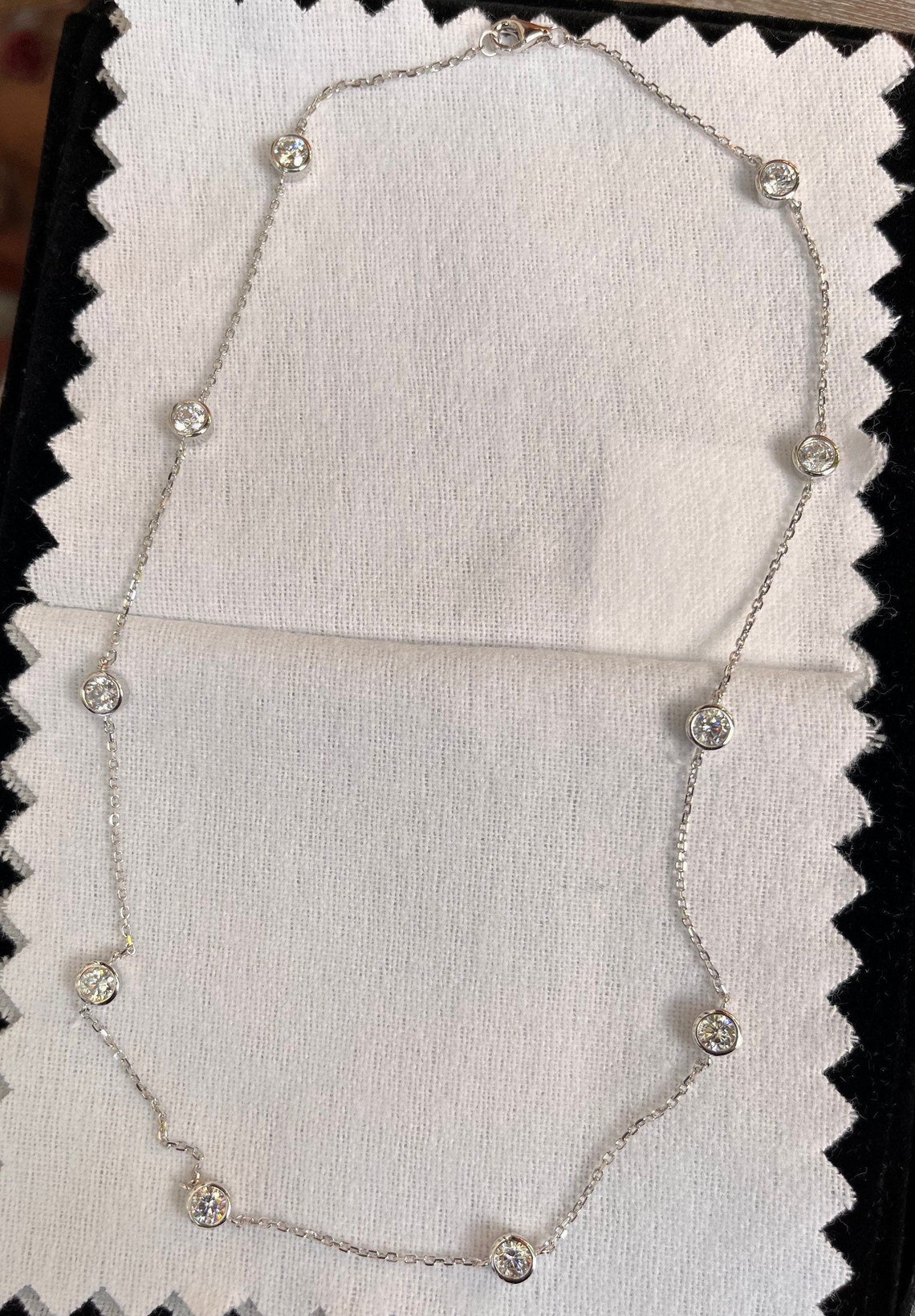 5.0 TCW Round Moissanite Diamond Dainty Necklace - farrellouise