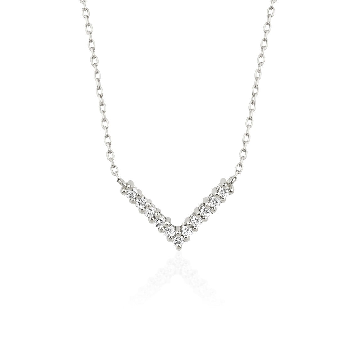 0.10 TCW Round Moissanite Diamond V Shaped Necklace - farrellouise