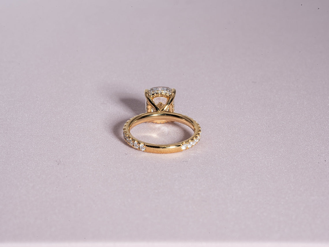 3.0 CT Elongated Cushion Moissanite Hidden Halo Engagement Ring With Pave Setting - farrellouise