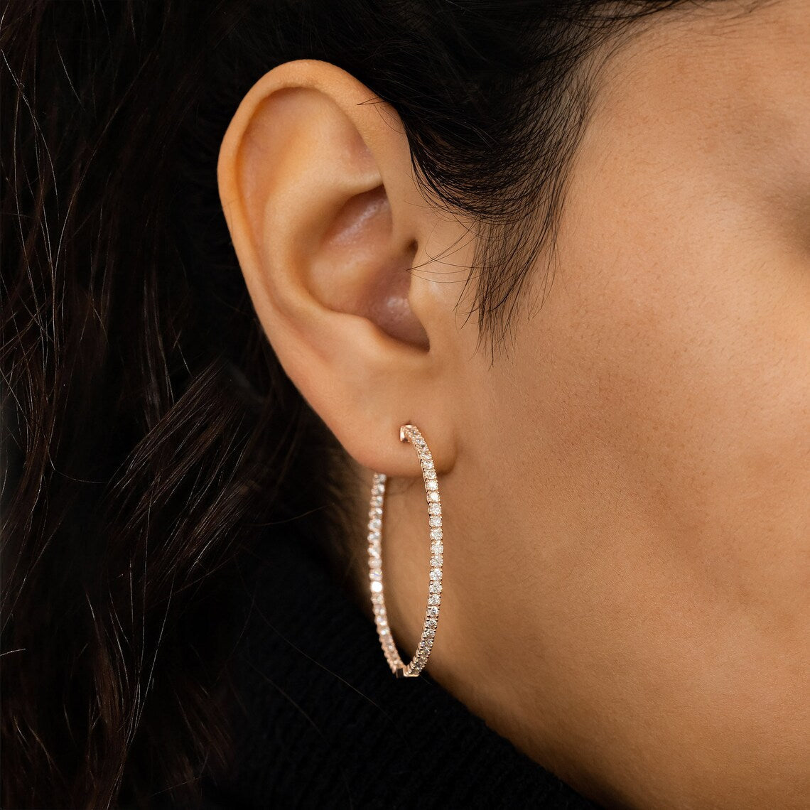 2.30 TCW Round Moissanite Diamond Hoop Earrings - farrellouise
