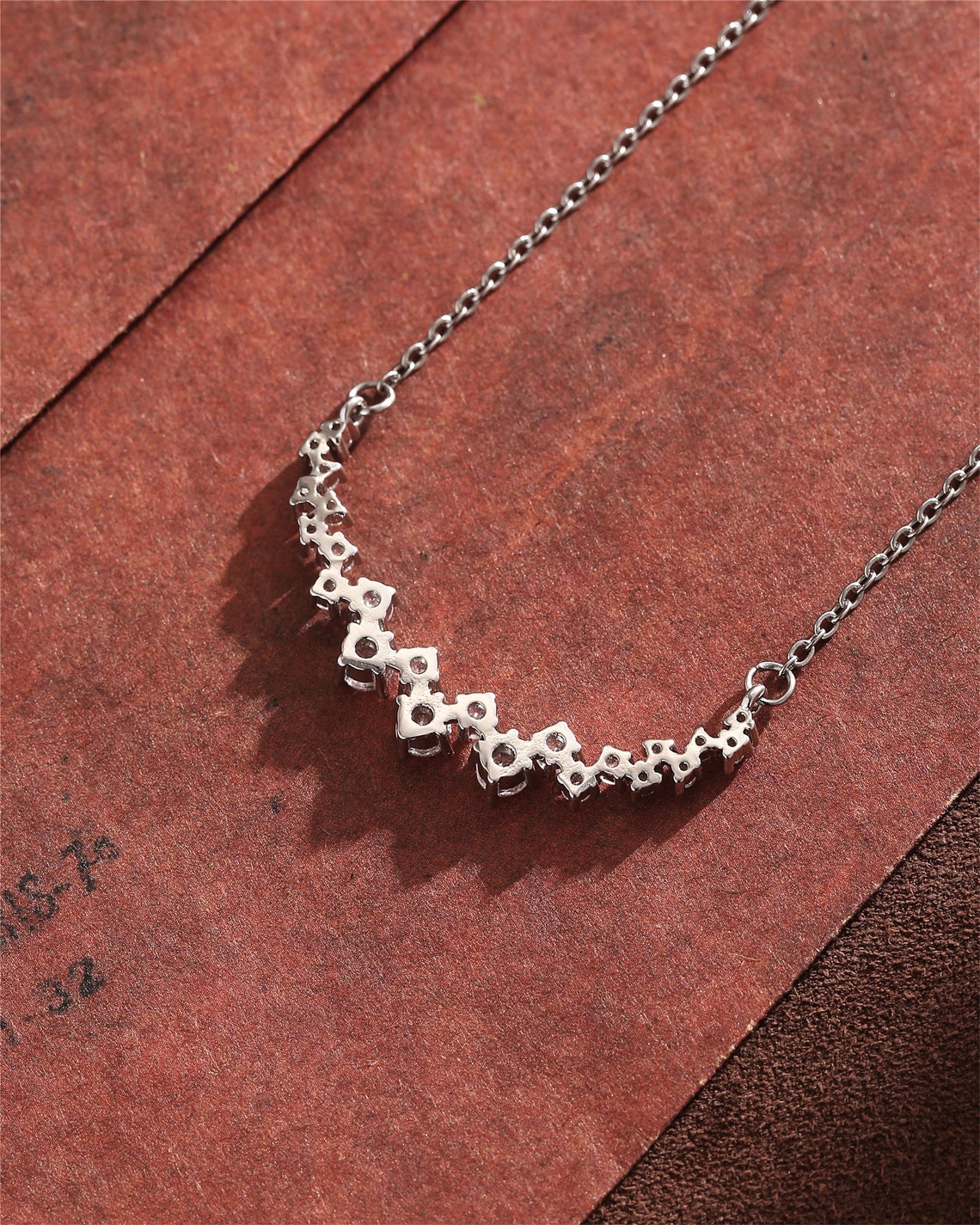 1.20 TCW Round Moissanite Diamond Cluster Necklace - farrellouise