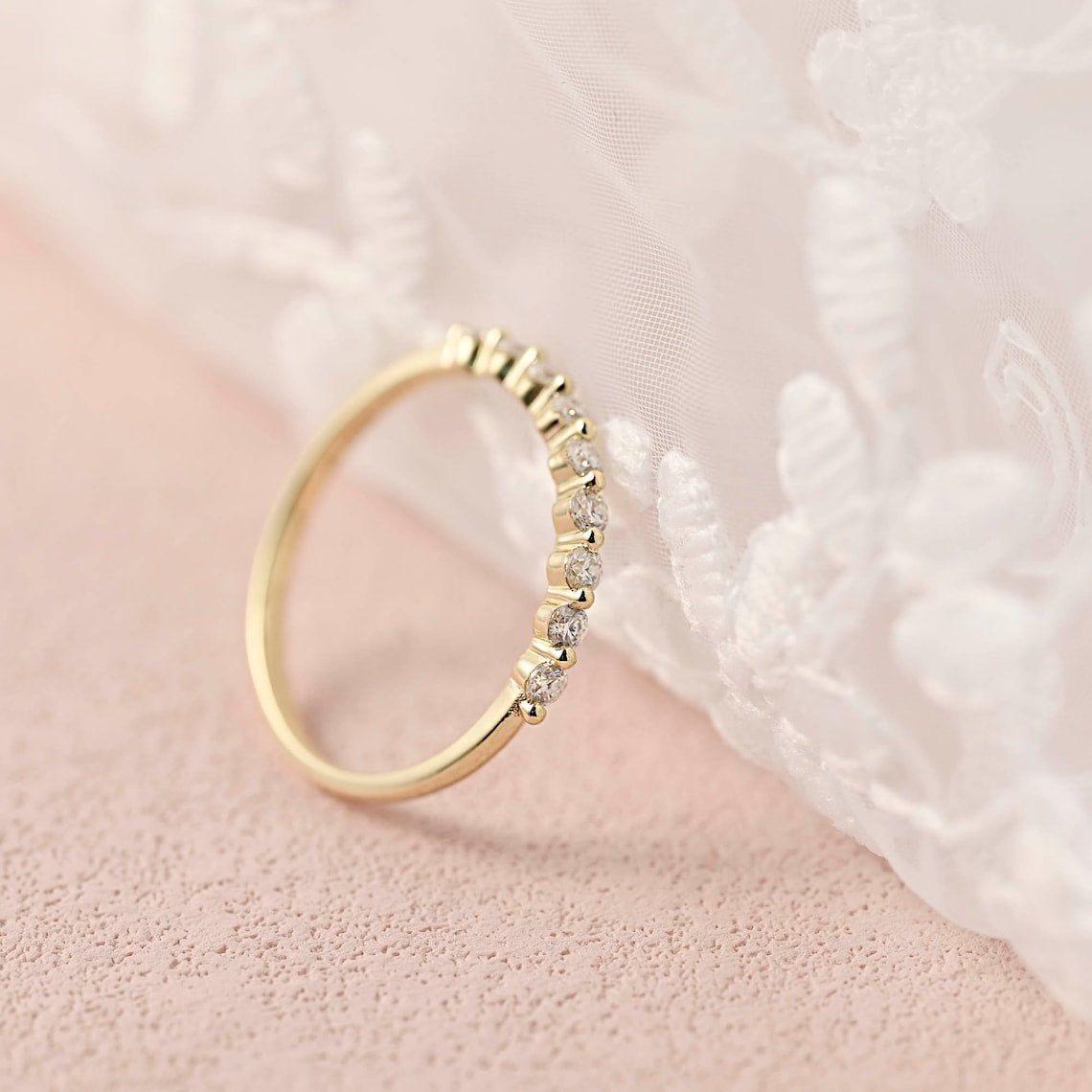 0.28 TCW Round Moissanite Minimalist Wedding Band - farrellouise