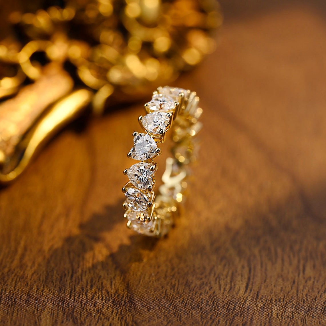 3.0 TCW Heart Moissanite Diamond Full Eternity Wedding Band - farrellouise
