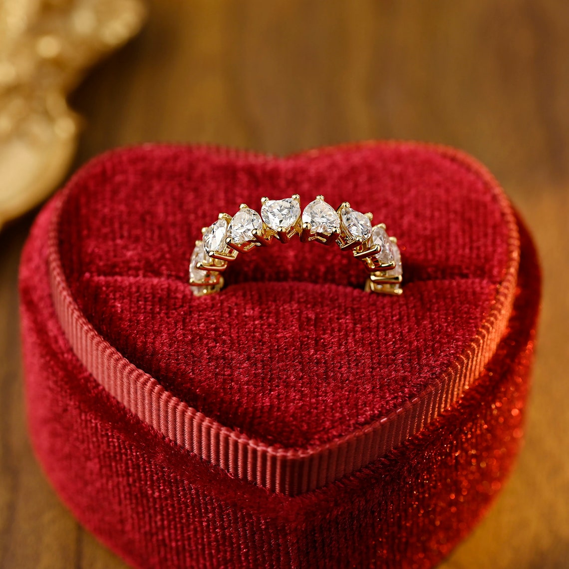 3.0 TCW Heart Moissanite Diamond Full Eternity Wedding Band - farrellouise