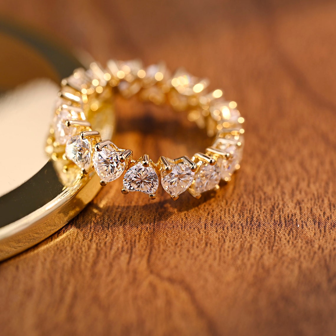 3.0 TCW Heart Moissanite Diamond Full Eternity Wedding Band - farrellouise