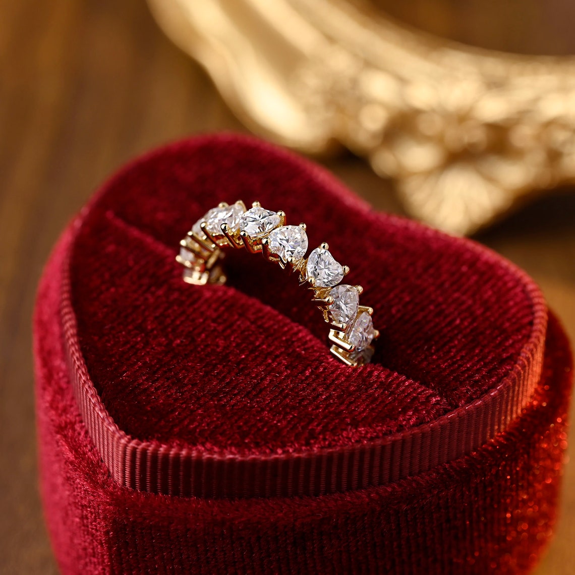 3.0 TCW Heart Moissanite Diamond Full Eternity Wedding Band - farrellouise