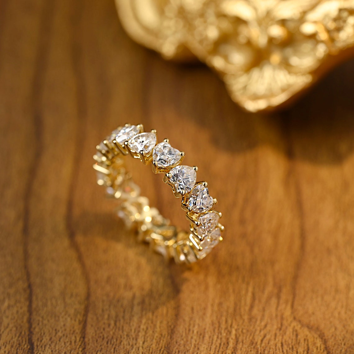 3.0 TCW Heart Moissanite Diamond Full Eternity Wedding Band - farrellouise