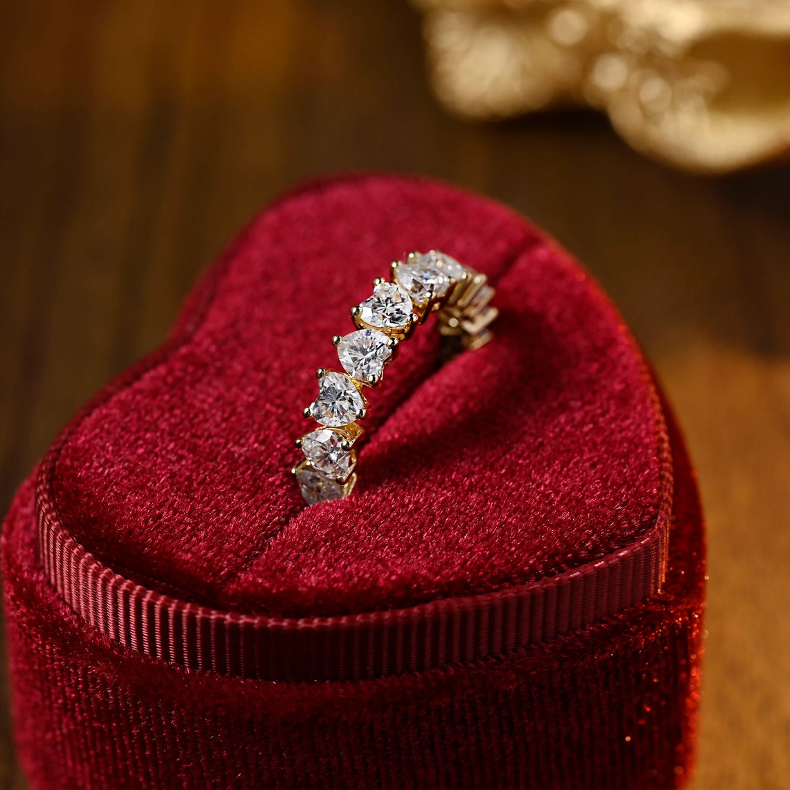 3.0 TCW Heart Moissanite Diamond Full Eternity Wedding Band - farrellouise