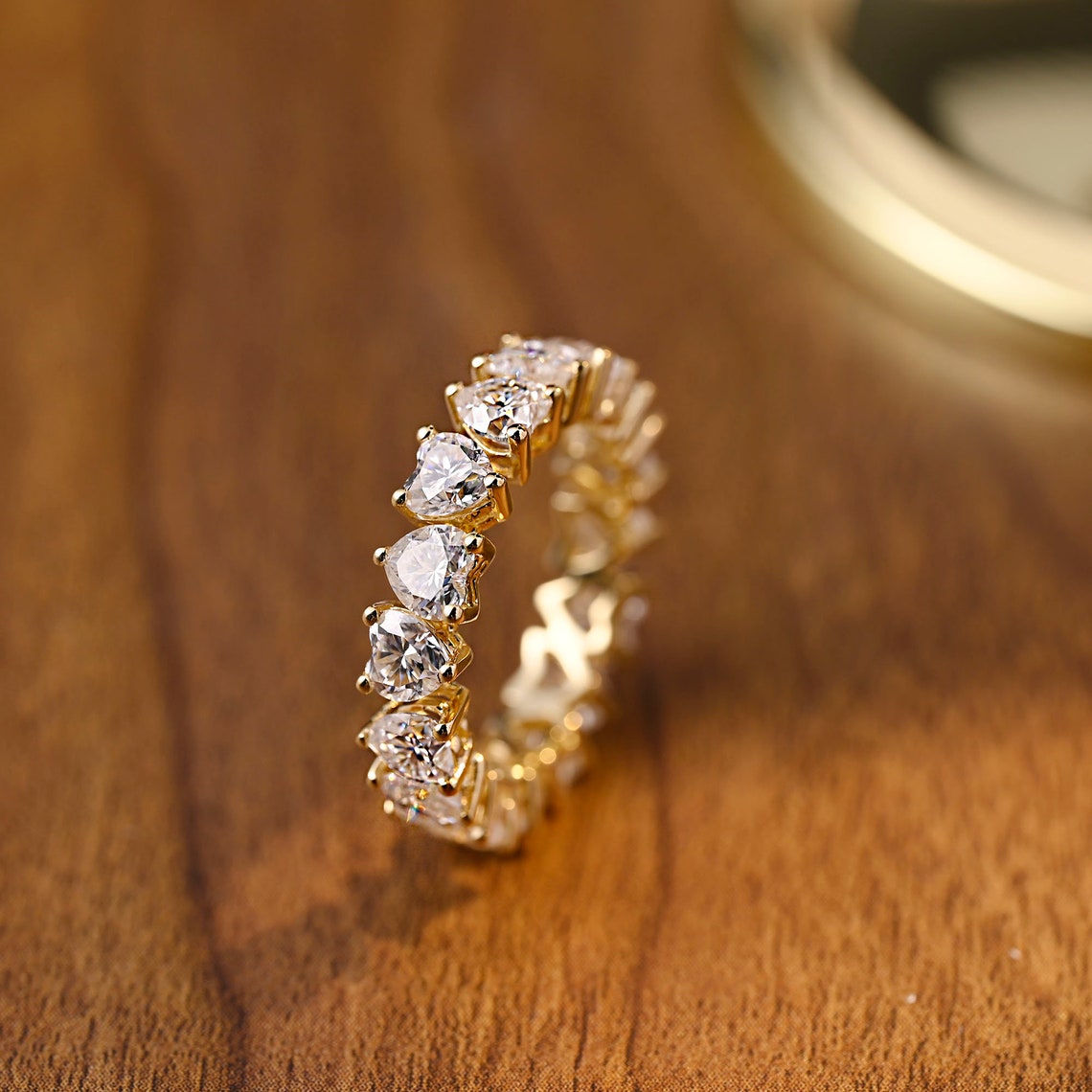 3.0 TCW Heart Moissanite Diamond Full Eternity Wedding Band - farrellouise