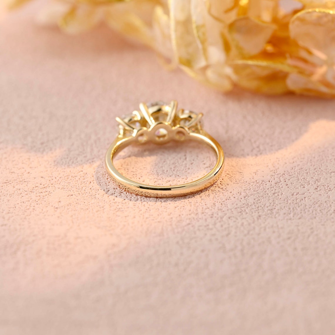 1.5 CT Round Moissanite Three Stone Engagement Ring - farrellouise
