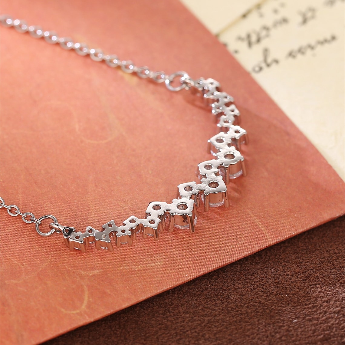 1.20 TCW Round Moissanite Diamond Cluster Necklace - farrellouise