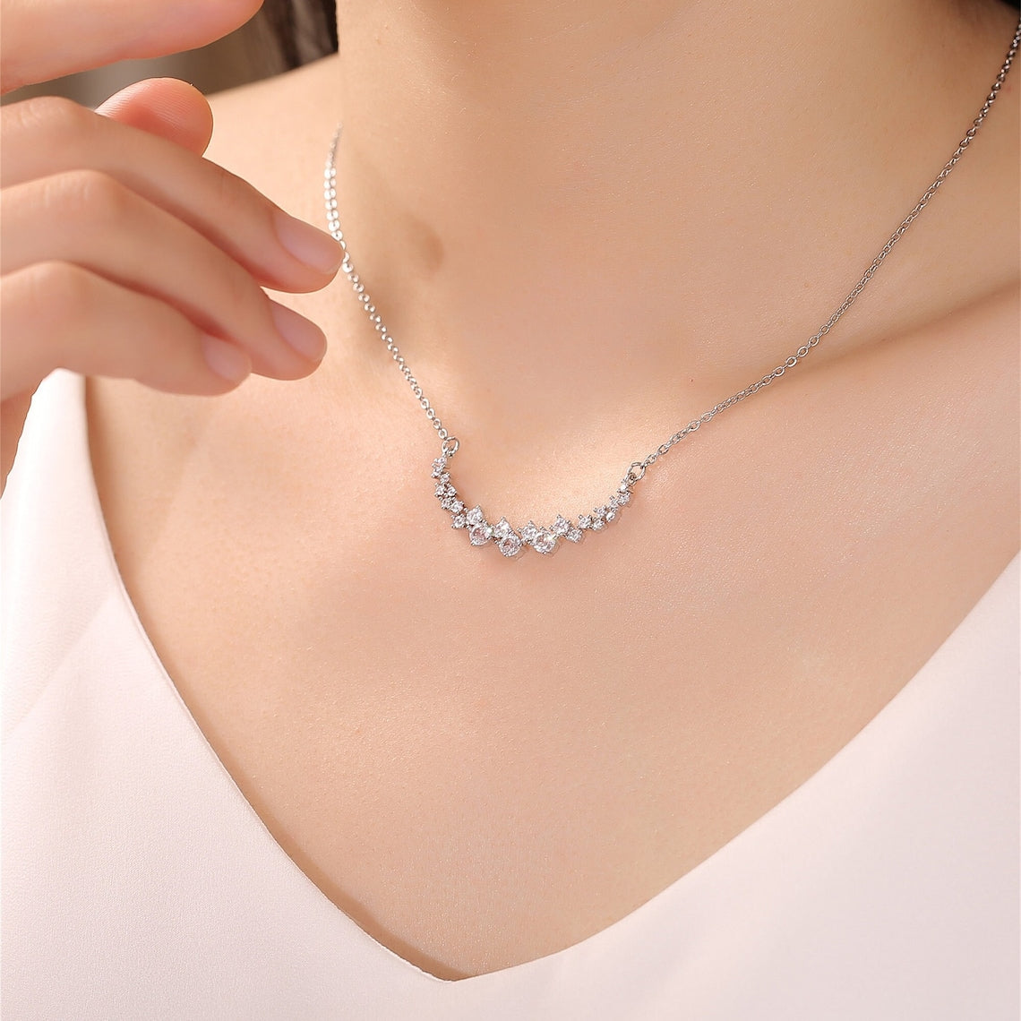 1.20 TCW Round Moissanite Diamond Cluster Necklace - farrellouise