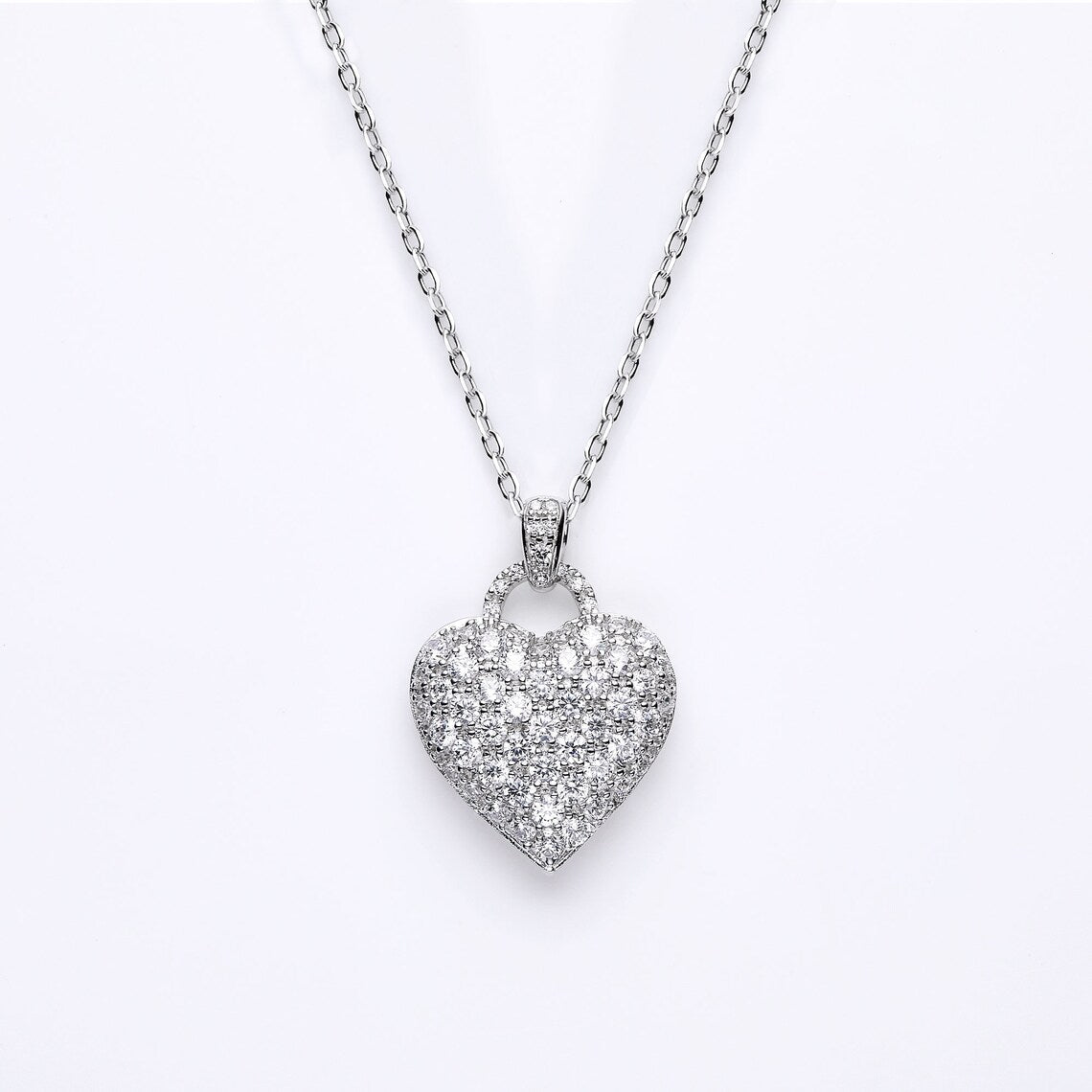 1.20 TCW Round Moissanite Diamond Heart Pendant Necklace - farrellouise