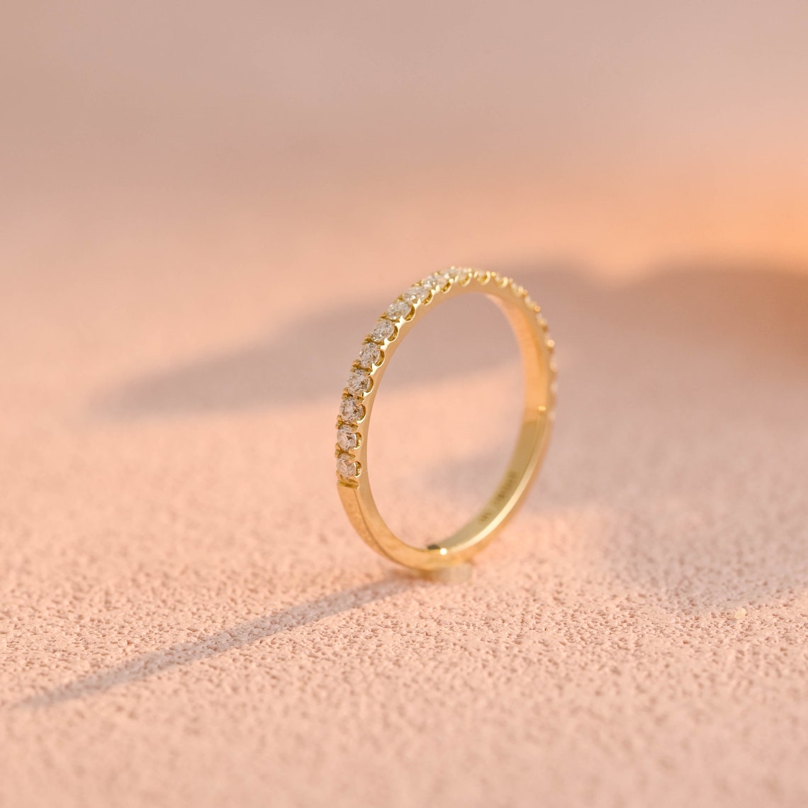 0.25 TCW Round Moissanite Half Eternity Wedding Band - farrellouise