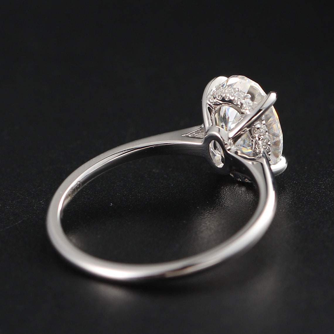 3.50 CT Oval Moissanite Hidden Halo Engagement Ring - farrellouise