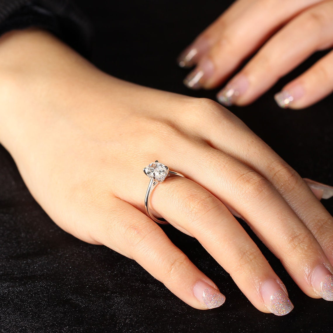3.50 CT Oval Moissanite Hidden Halo Engagement Ring - farrellouise