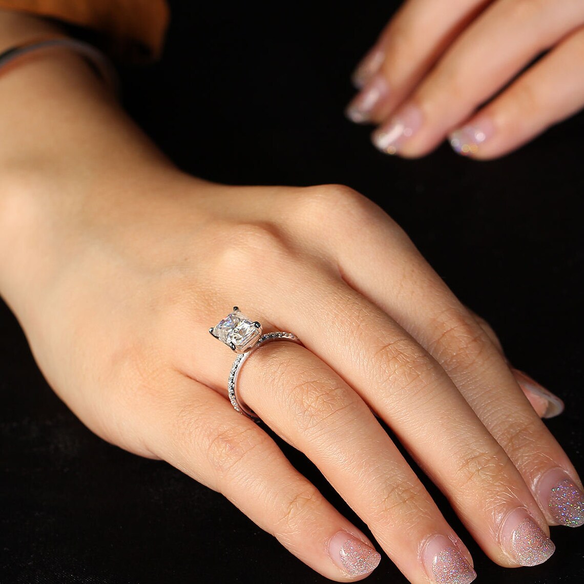 3.0 CT Radiant Moissanite Pave Setting Engagement Ring - farrellouise