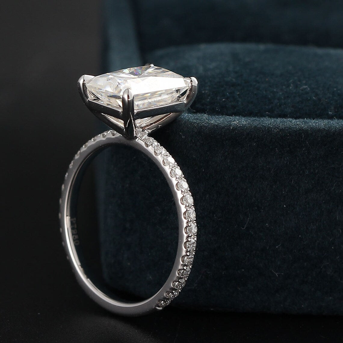 3.0 CT Radiant Moissanite Pave Setting Engagement Ring - farrellouise