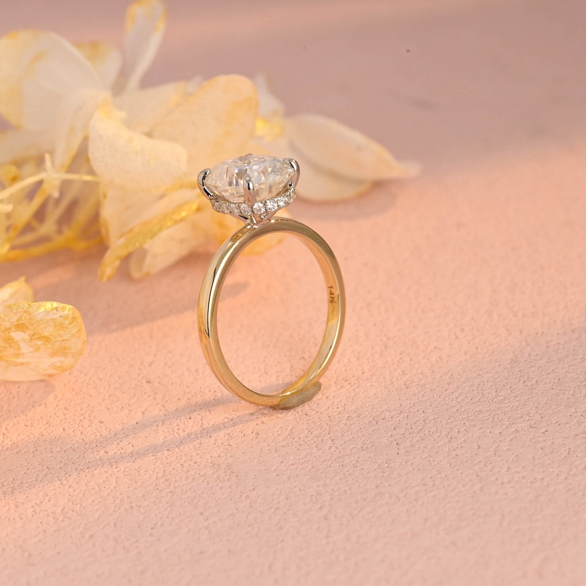 3.0 CT Oval Moissanite Hidden Halo Engagement Ring - farrellouise