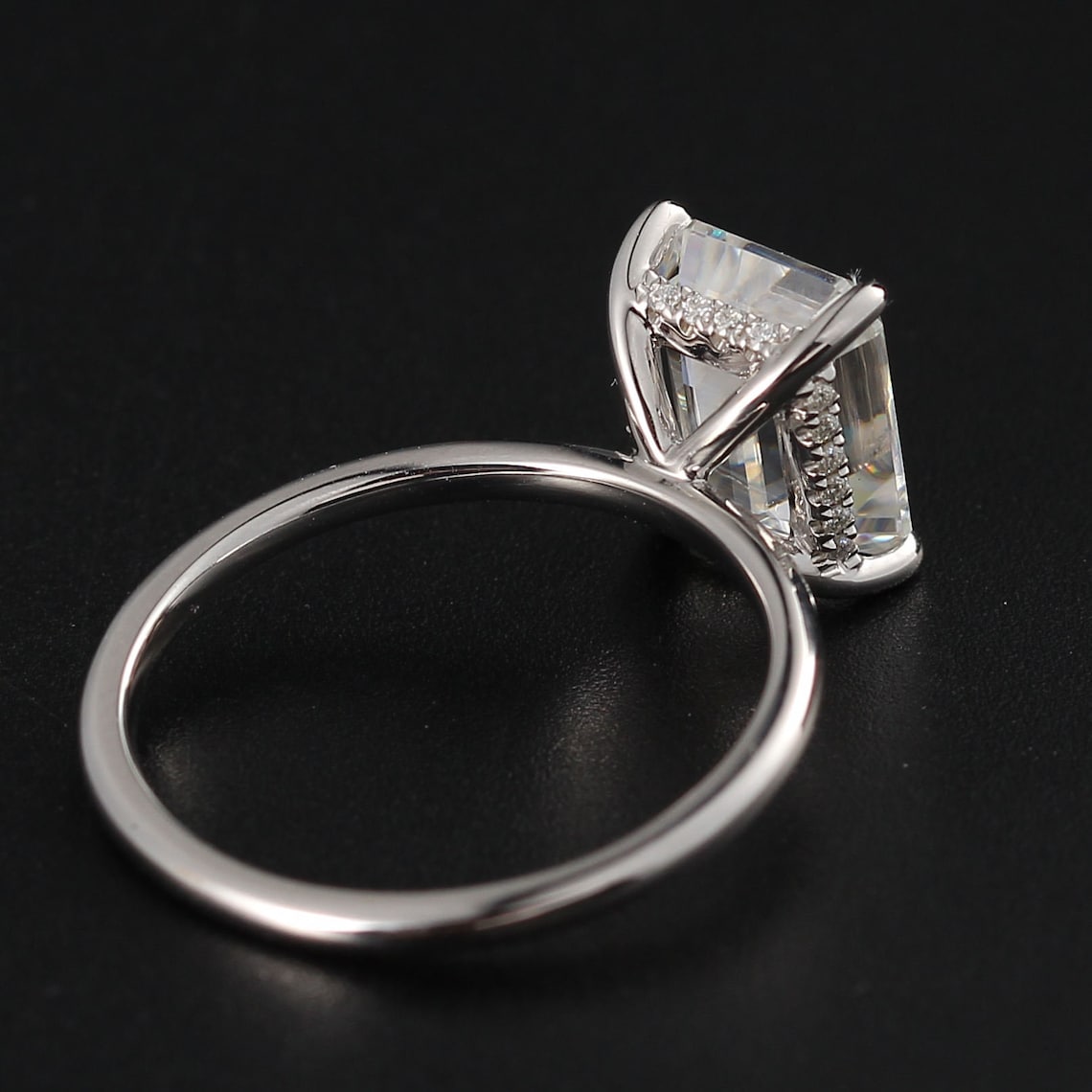 2.50 CT Emerald Moissanite Hidden Halo Engagement Ring - farrellouise