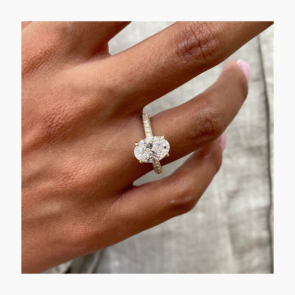 2.50 CT Oval Moissanite Pave Setting Engagement Ring - farrellouise