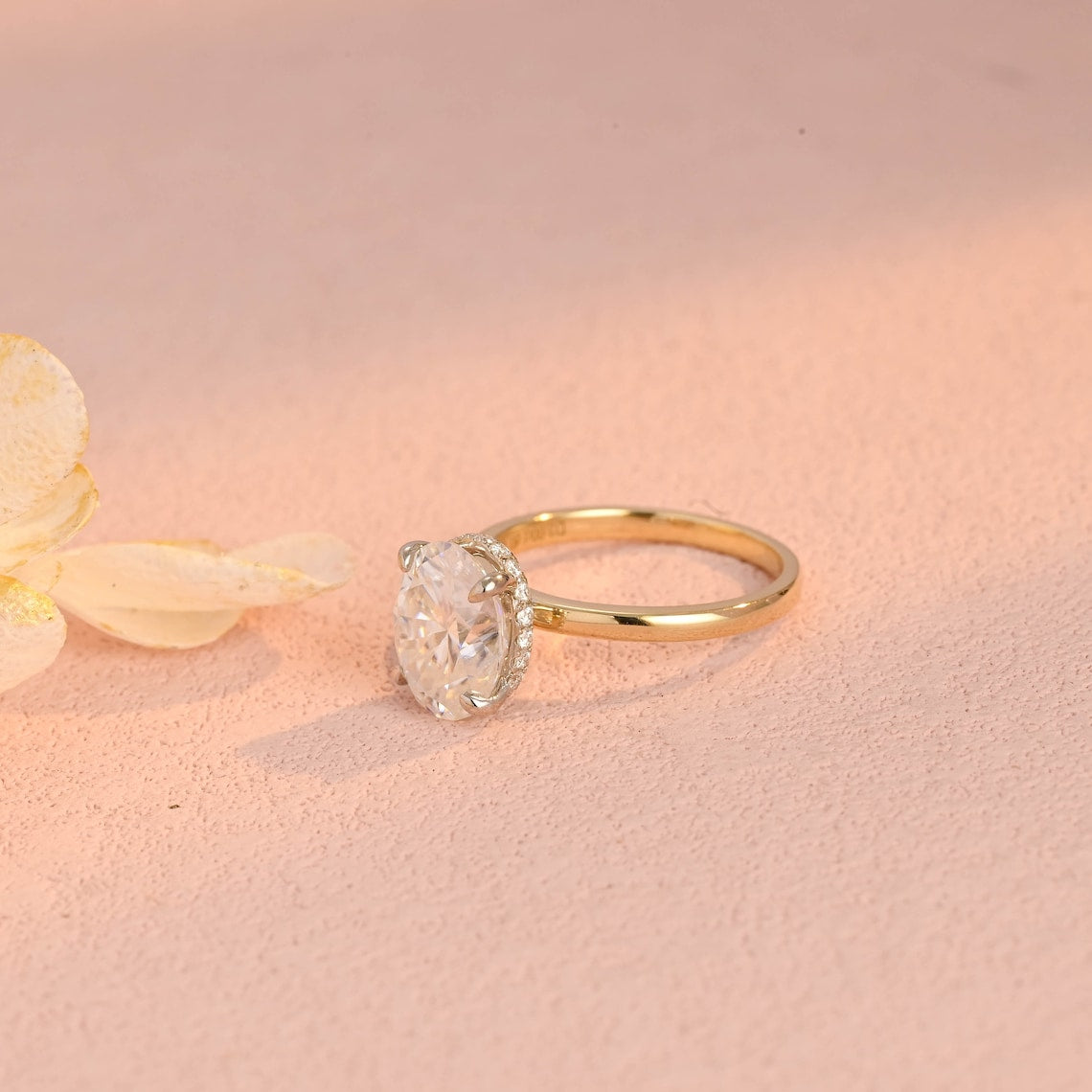 3.0 CT Oval Moissanite Hidden Halo Engagement Ring - farrellouise