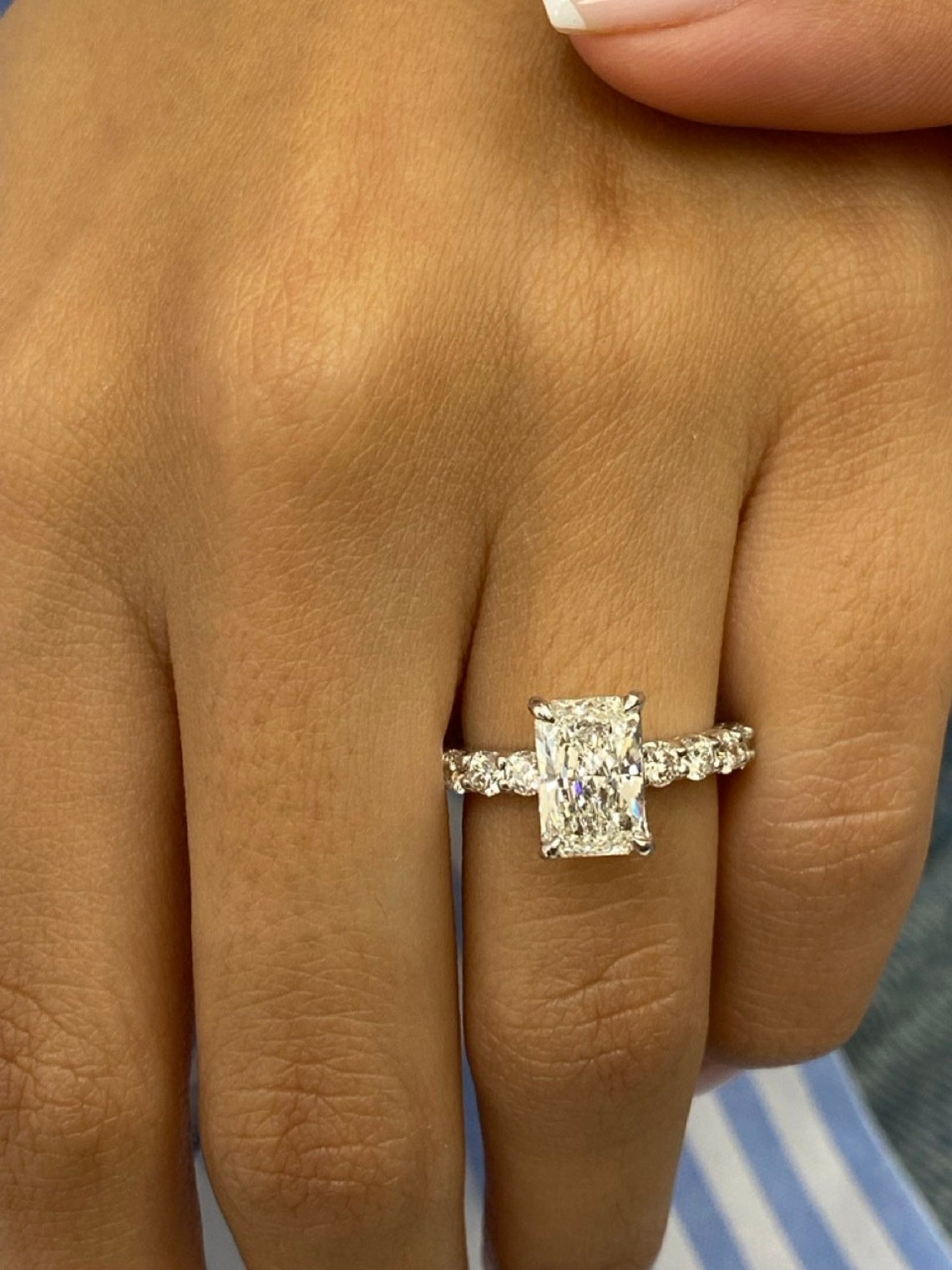 2.0 CT Radiant Moissanite Pave Setting Engagement Ring - farrellouise