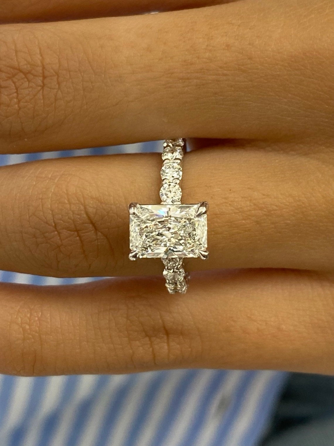 2.0 CT Radiant Moissanite Pave Setting Engagement Ring - farrellouise