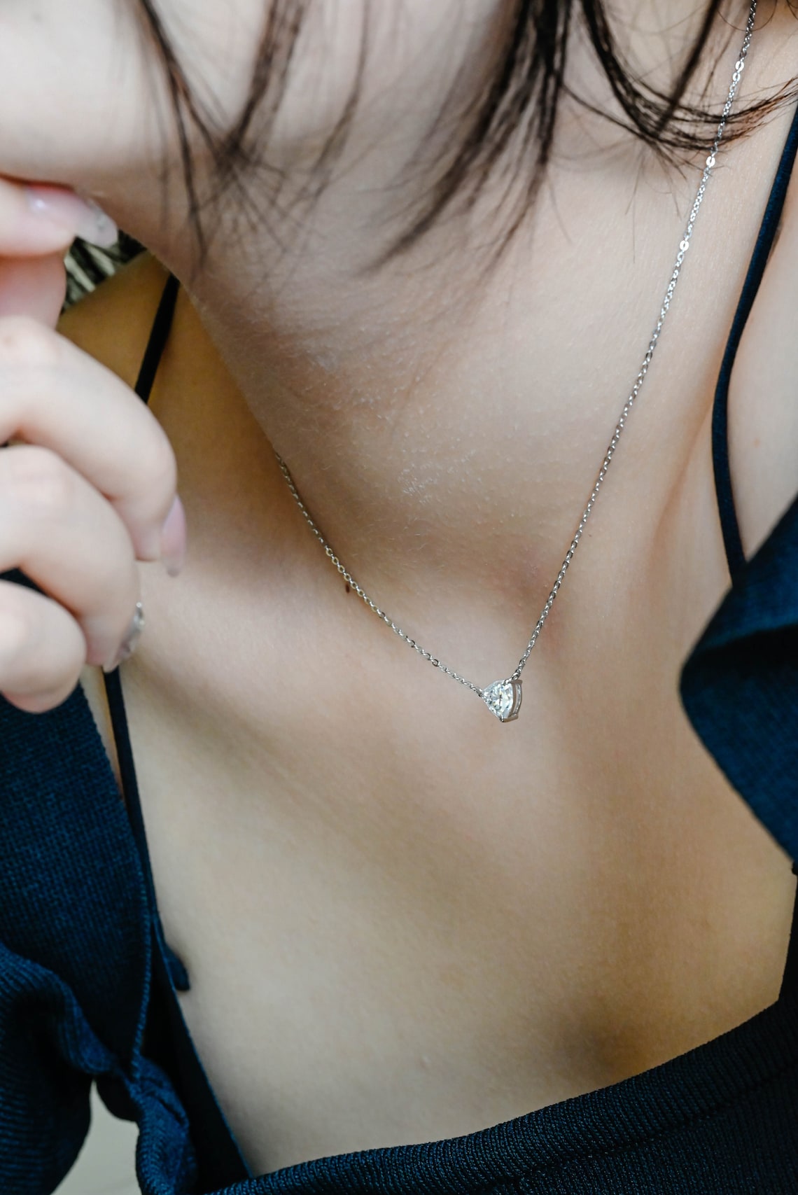 1.0 CT Trillion Moissanite Diamond Solitaire Necklace - farrellouise