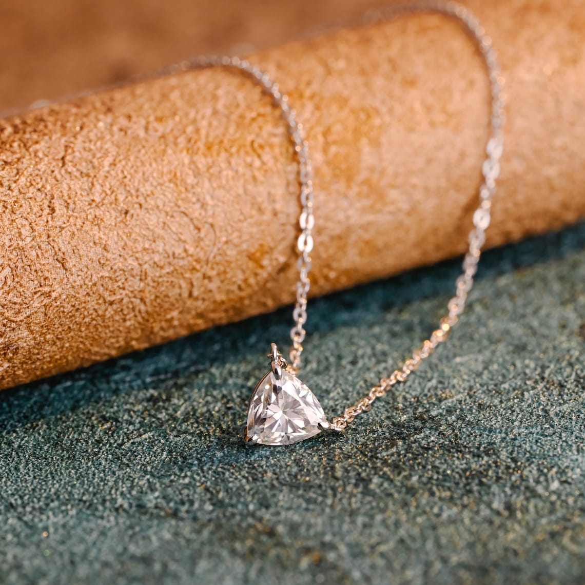 1.0 CT Trillion Moissanite Diamond Solitaire Necklace - farrellouise
