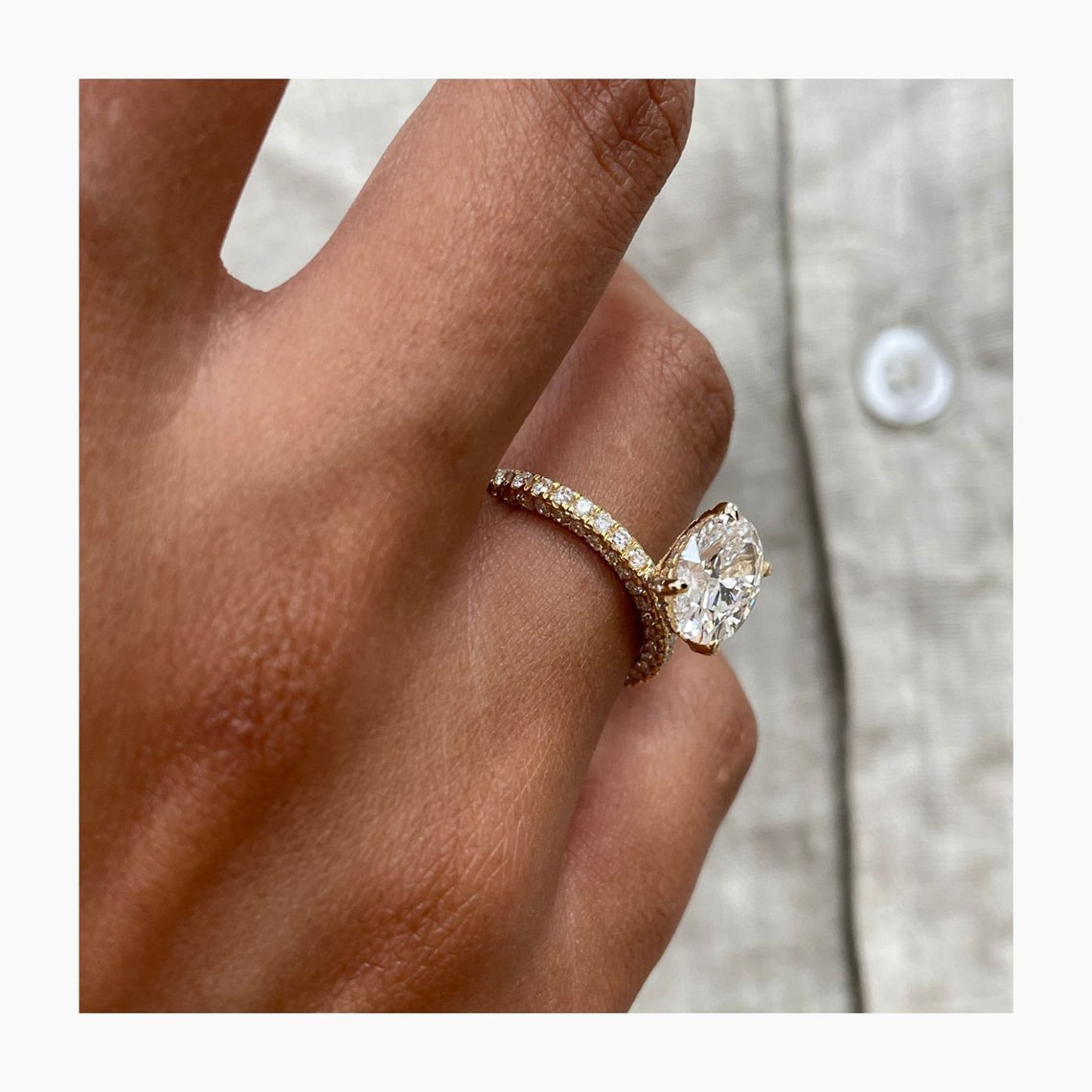 2.50 CT Oval Moissanite Pave Setting Engagement Ring - farrellouise