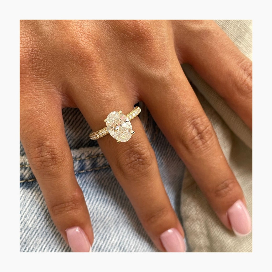 2.50 CT Oval Moissanite Pave Setting Engagement Ring - farrellouise