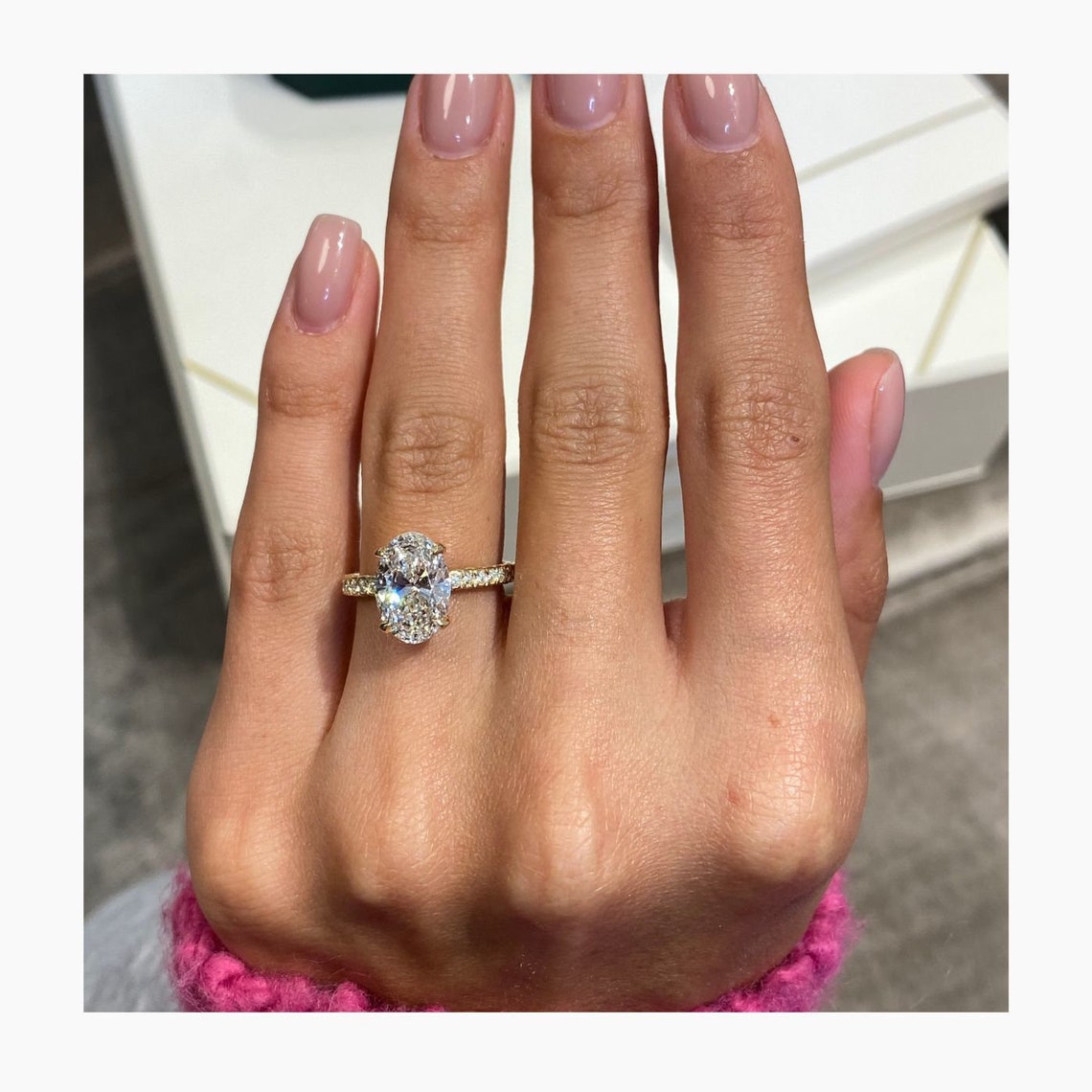 2.50 CT Oval Moissanite Pave Setting Engagement Ring - farrellouise