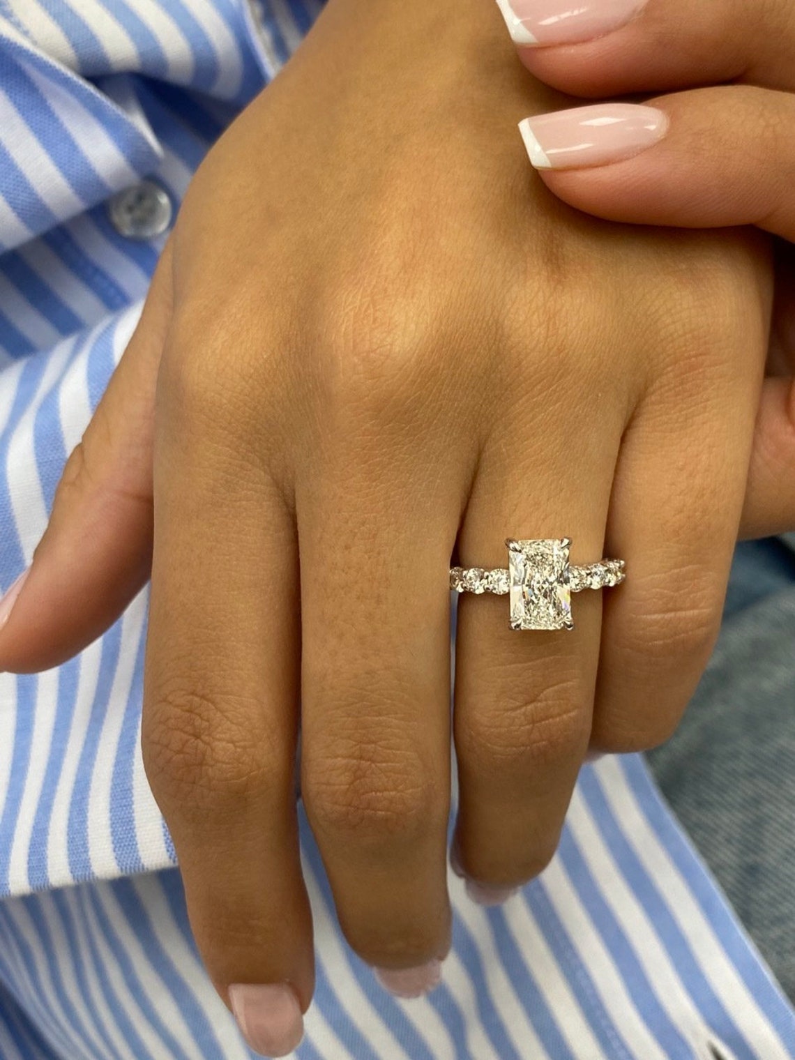 2.0 CT Radiant Moissanite Pave Setting Engagement Ring - farrellouise