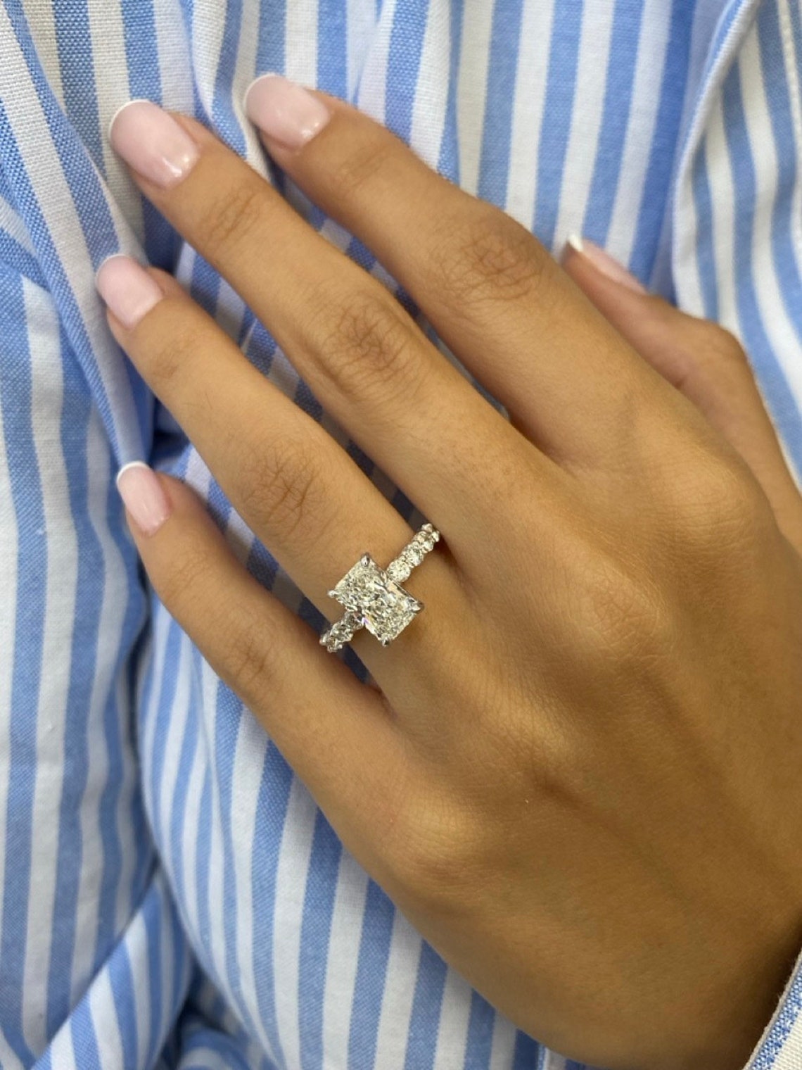 2.0 CT Radiant Moissanite Pave Setting Engagement Ring - farrellouise