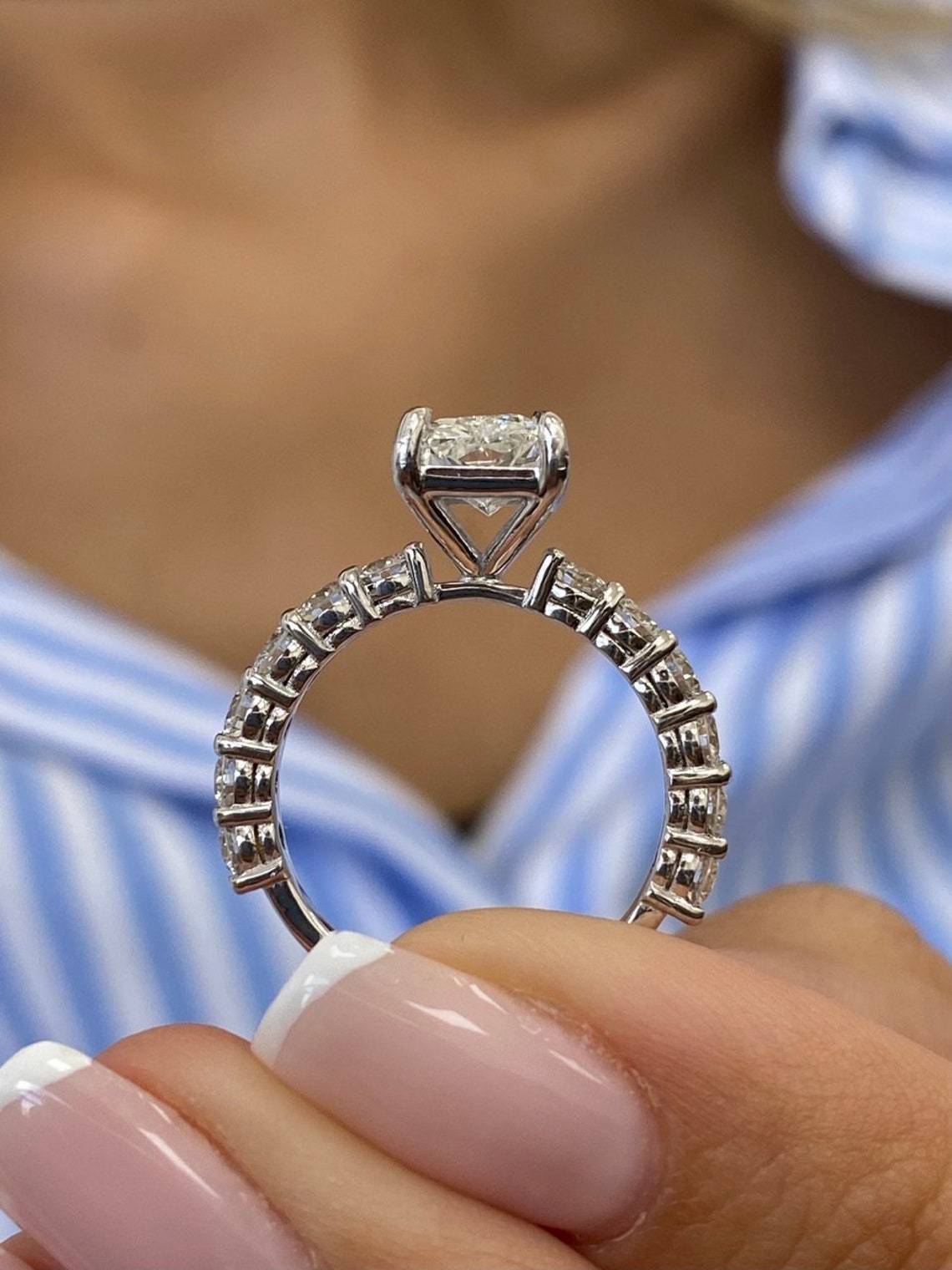2.0 CT Radiant Moissanite Pave Setting Engagement Ring - farrellouise