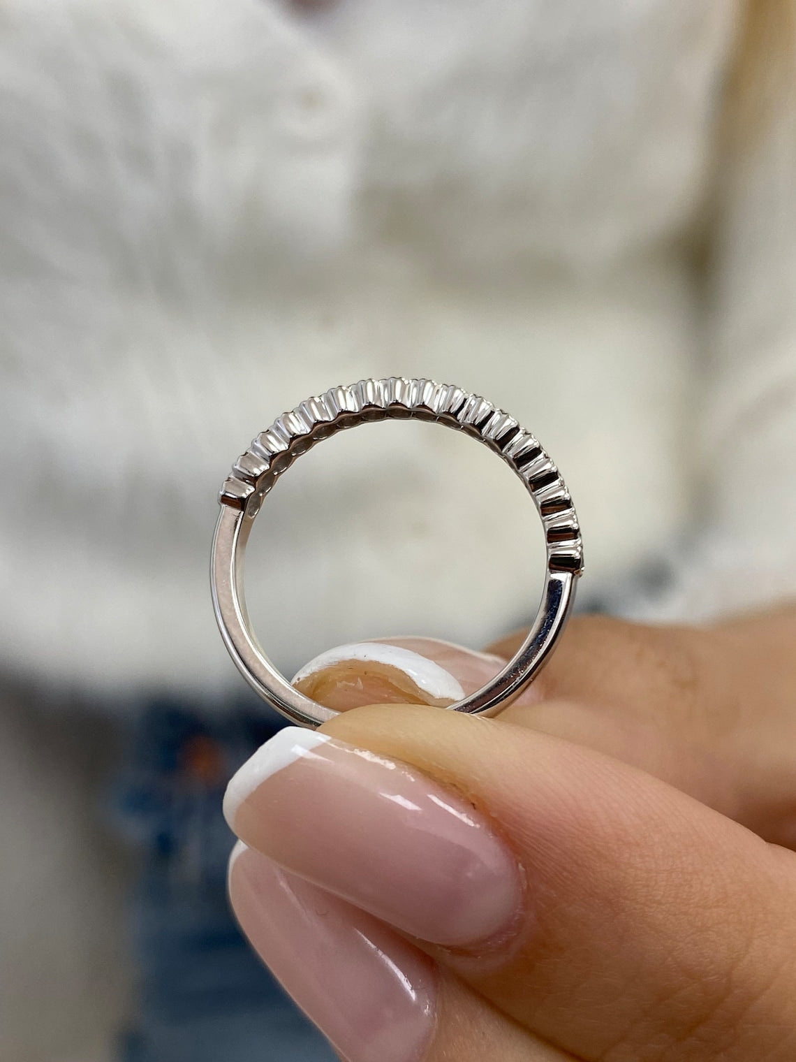 0.31 TCW Round Moissanite Half Eternity Wedding Band - farrellouise