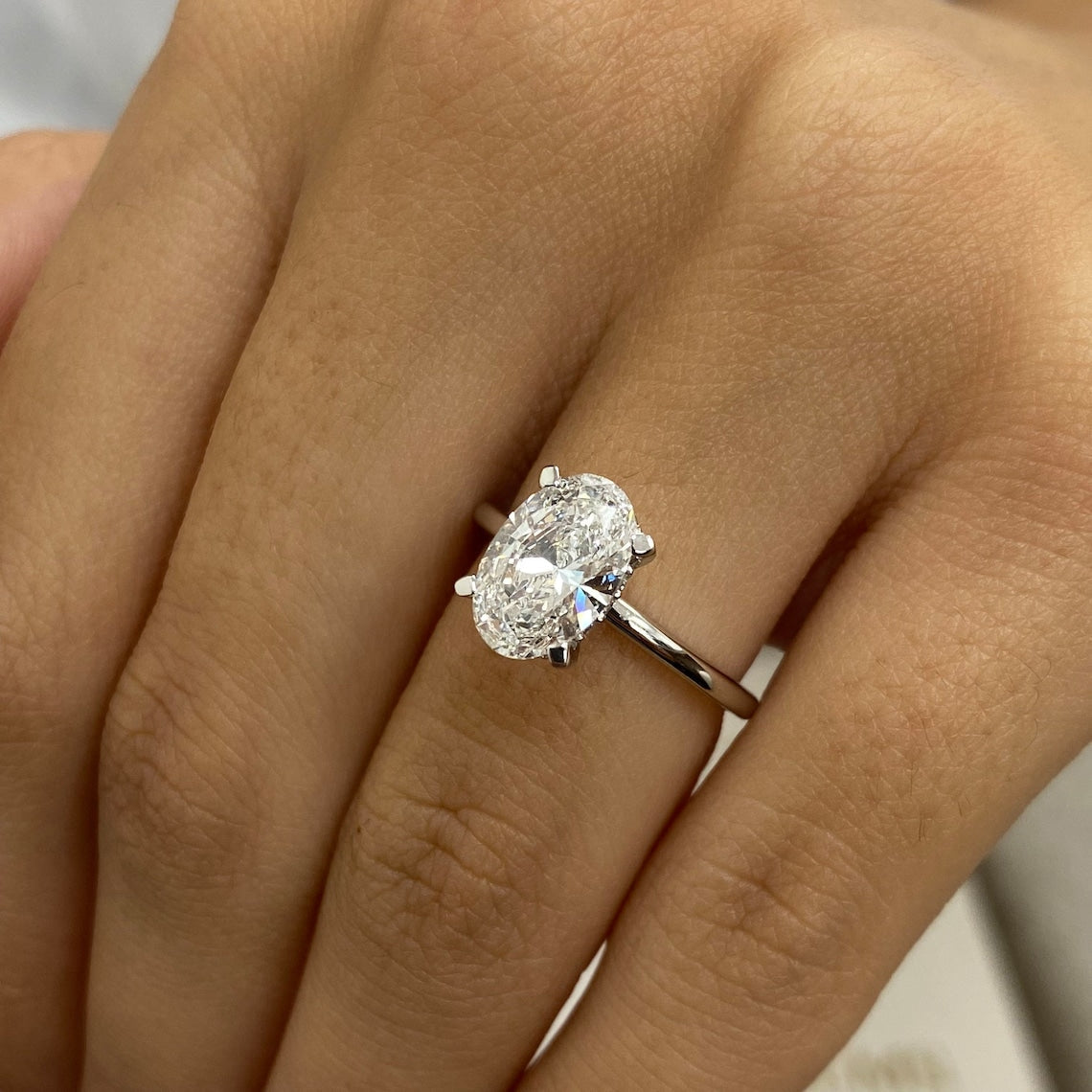 1.50 CT Oval Moissanite Hidden Halo Engagement Ring - farrellouise