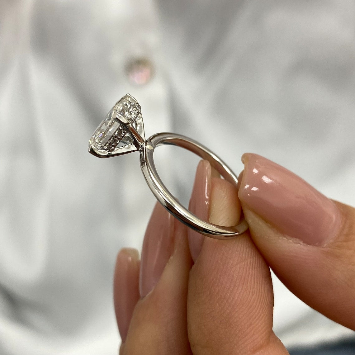 1.50 CT Oval Moissanite Hidden Halo Engagement Ring - farrellouise