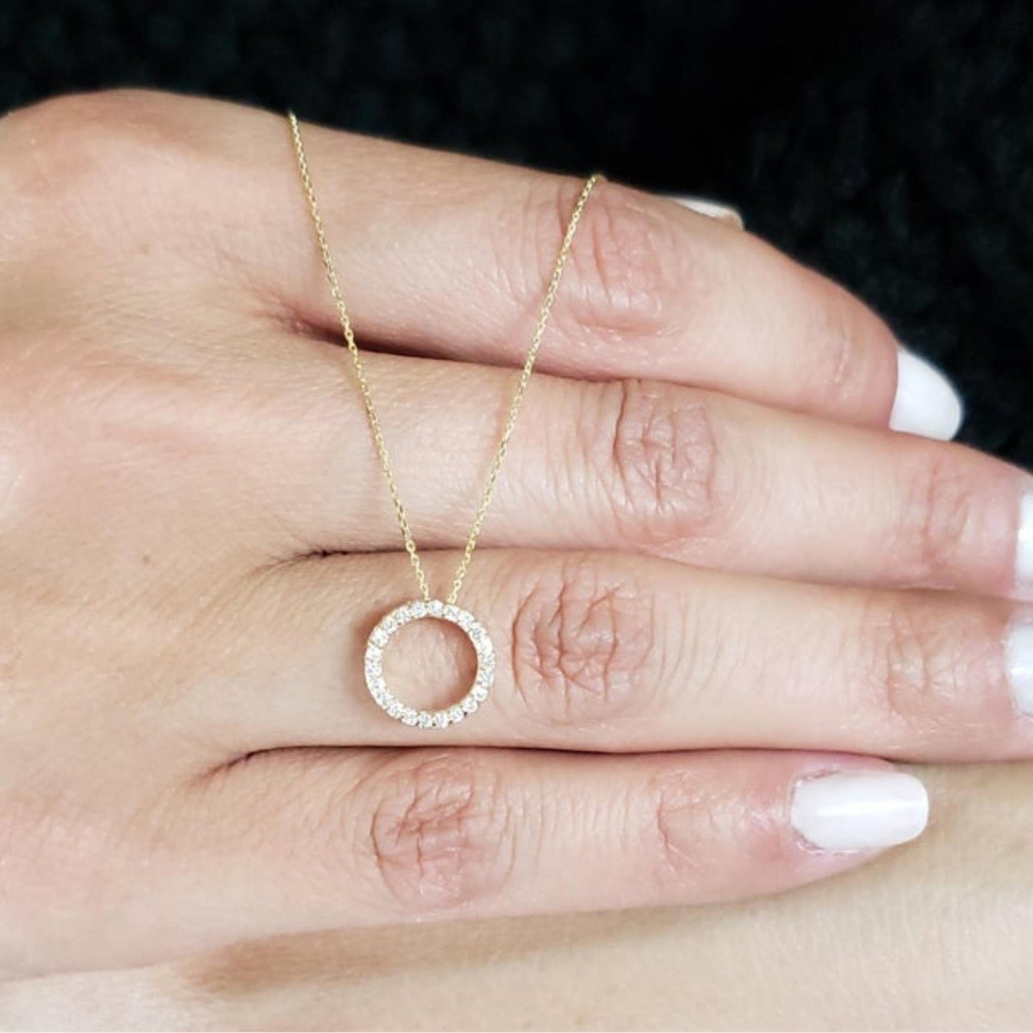 0.13 TCW Round Moissanite Open Circle Necklace for Women - farrellouise
