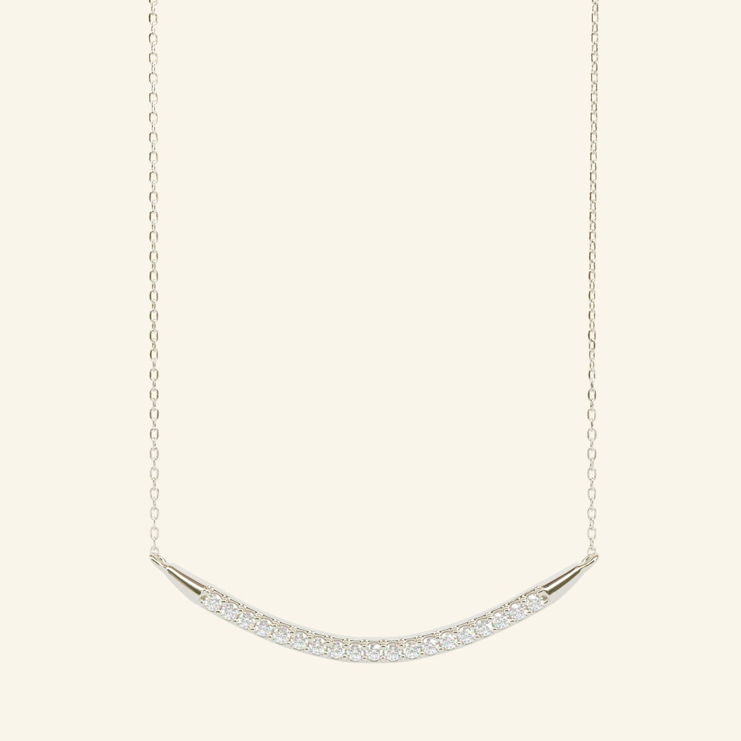 0.18 TCW Round Moissanite Curved Bar Necklace - farrellouise