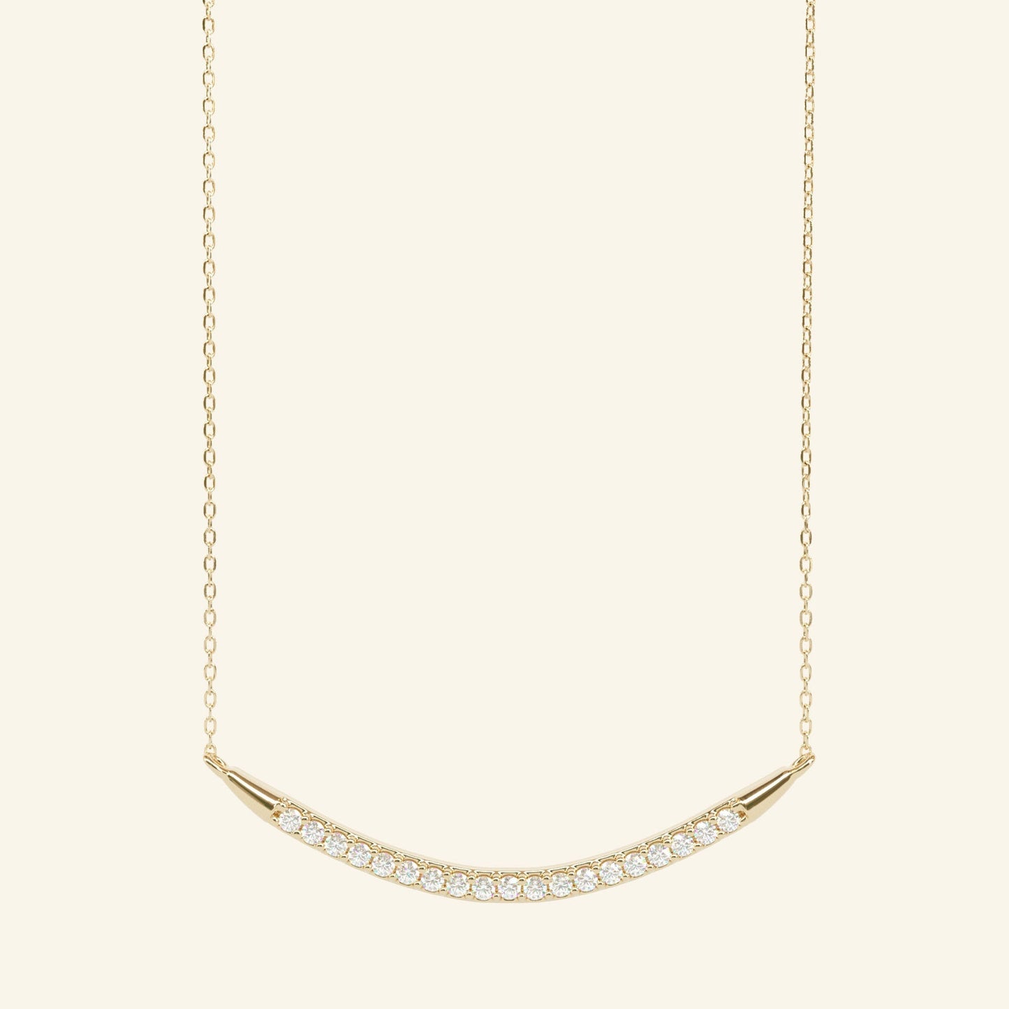 0.18 TCW Round Moissanite Curved Bar Necklace - farrellouise