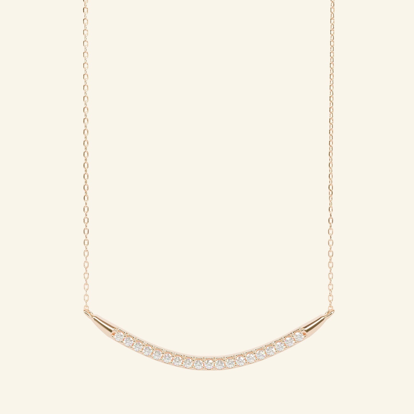 0.18 TCW Round Moissanite Curved Bar Necklace - farrellouise