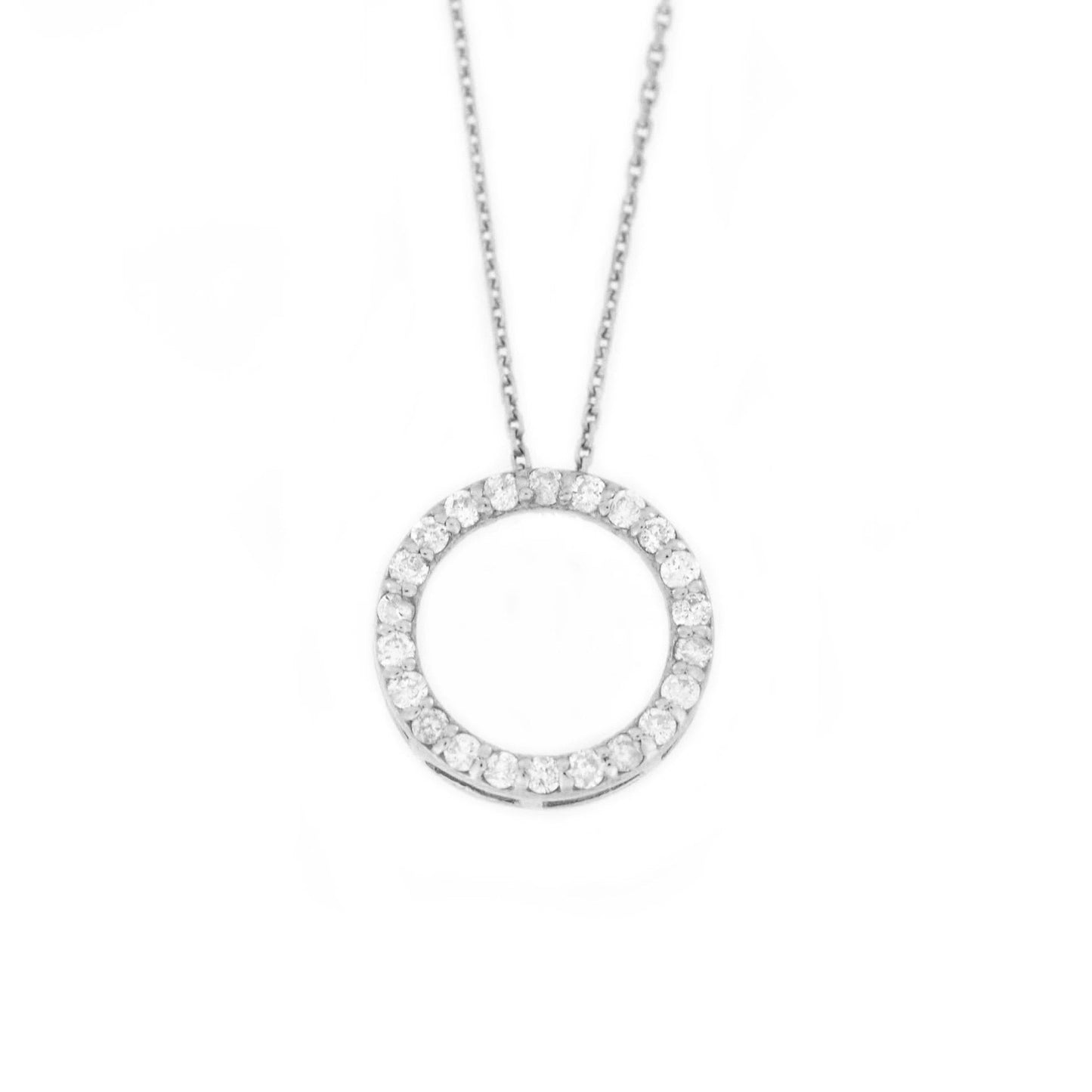0.13 TCW Round Moissanite Open Circle Necklace for Women - farrellouise