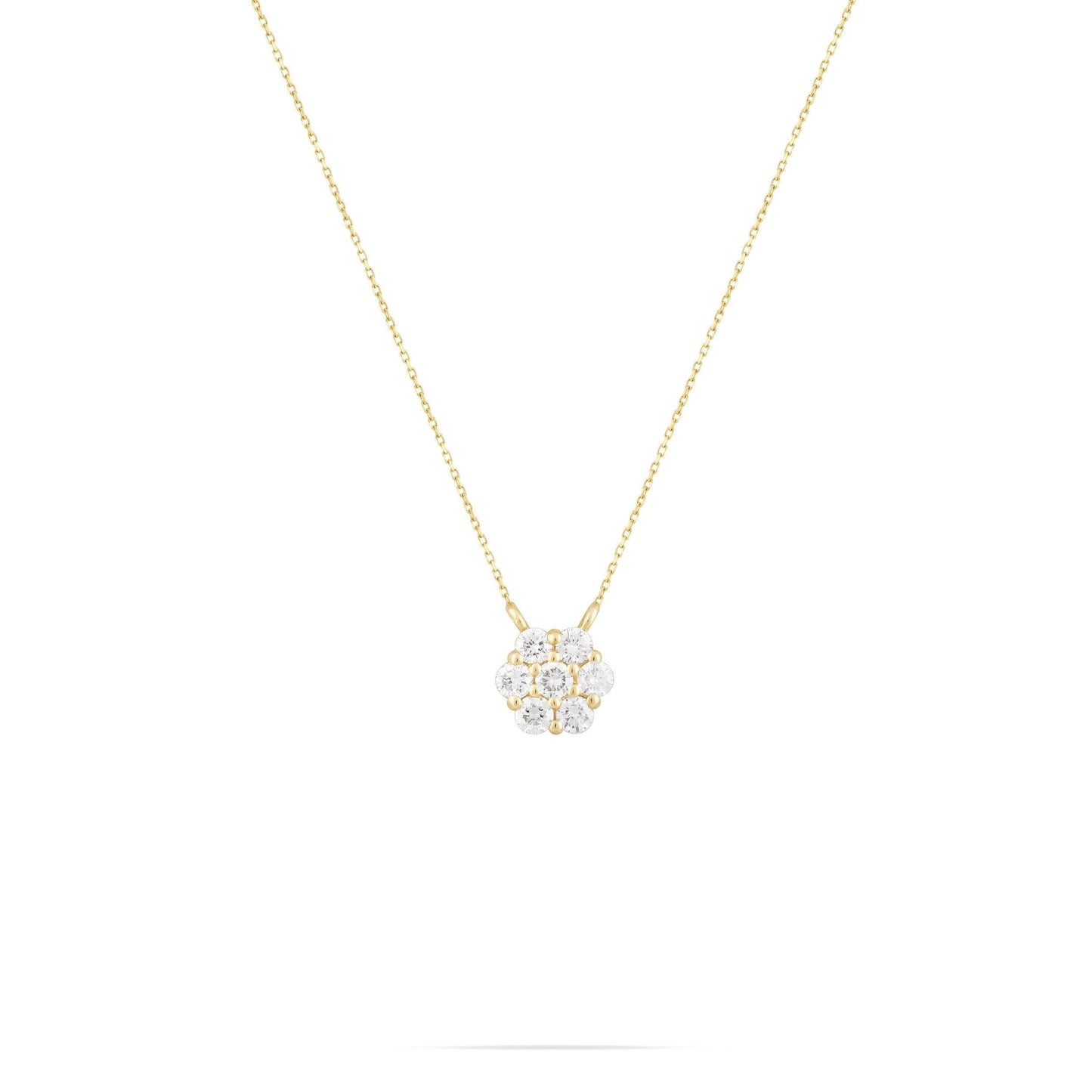 0.21 TCW Round Moissanite Flower Pendant Necklace - farrellouise