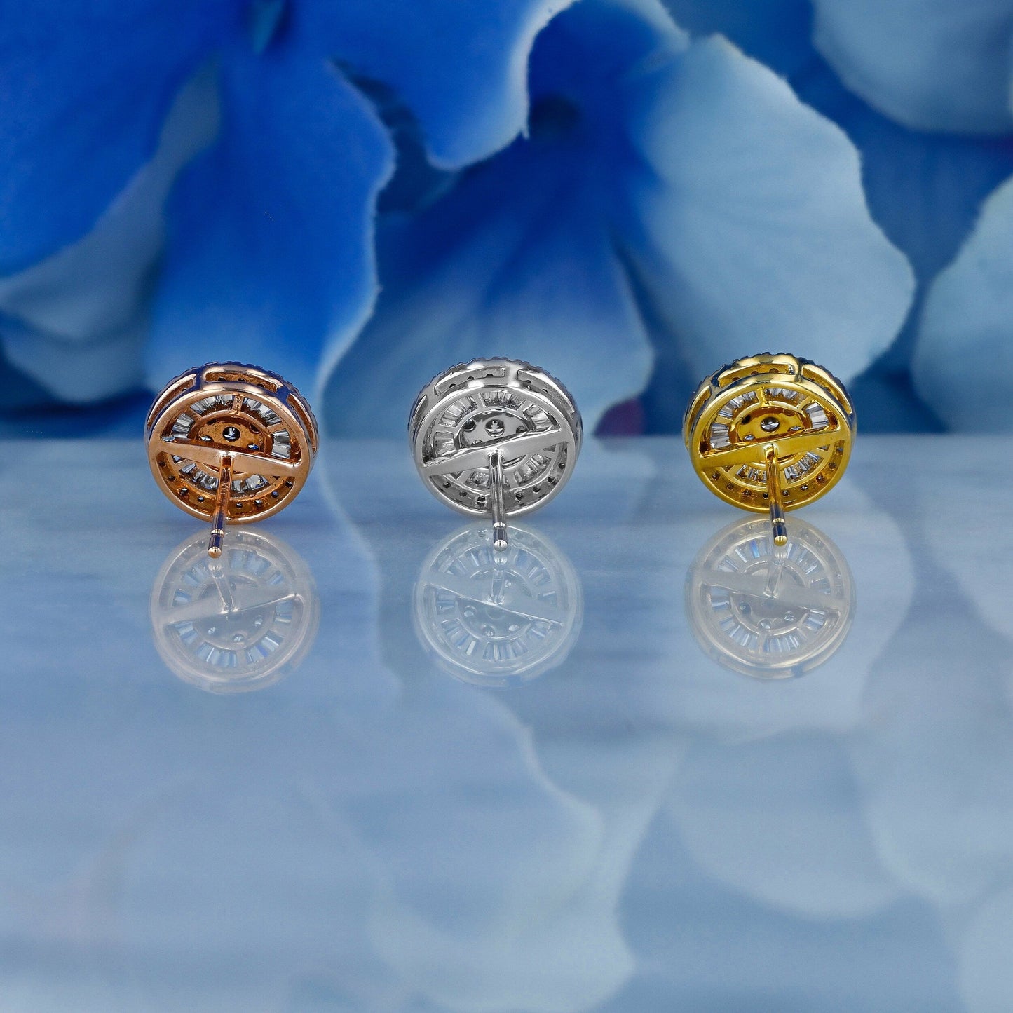 0.83 TCW Round & Baguette Moissanite Diamond Cluster Stud Earrings - farrellouise