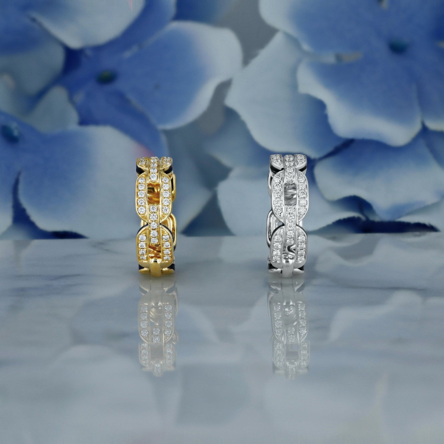 0.45 TCW Round Moissanite Diamond Link Hoop Earrings - farrellouise